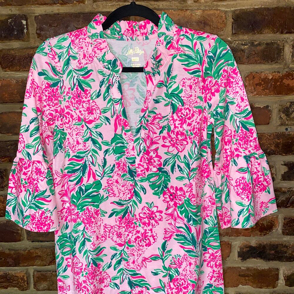 NWT Lilly Pulitzer Pink Conch Shell Hayes 3/4 Sleeve Mini Dress Women's Size XXS - Picture 3 of 10